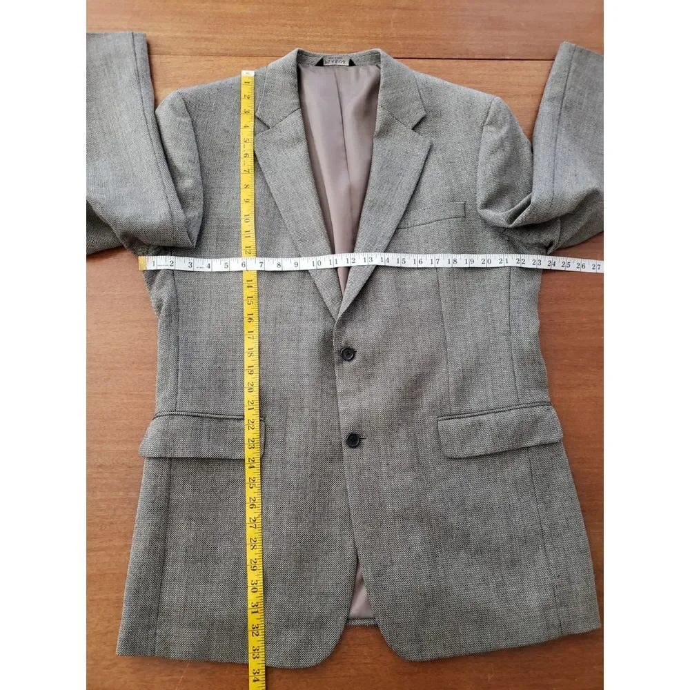 Jos A Bank 100% Wool Sport Coat Blazer Black White Tan 44L‎